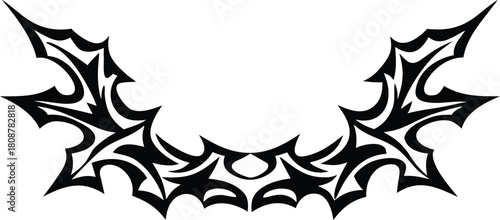 Tribal flame wing tattoo design black silhouette