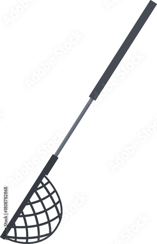 Fishing net with long handle isolated on white background, ideal for catching fish and other aquatic animals