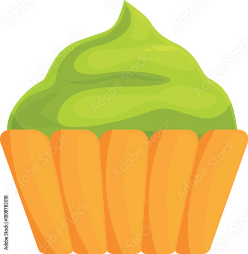 Delicious pistachio cupcake with creamy green frosting filling wrapper