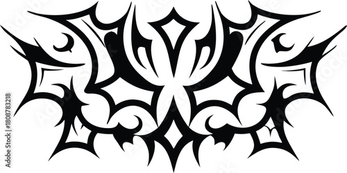 Tribal tattoo design with sharp edges and intricate patterns