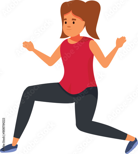 Woman practicing dynamic stretching, promoting flexibility and active lifestyle