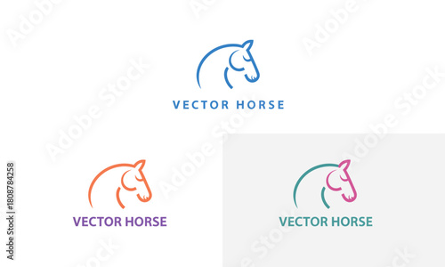 A collection of elegant vector horse logos presented in various hues, representing beauty, strength, and grace, ideal for branding in equestrian industries.