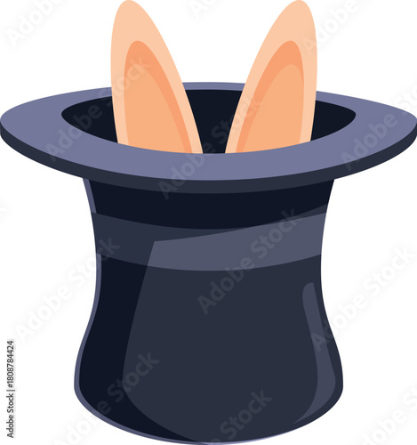 Rabbit ears appearing from a magician's top hat, creating a sense of wonder and anticipation during a magic show performance