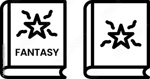 Fantasy Book Genre Icon Magic Star Line Art