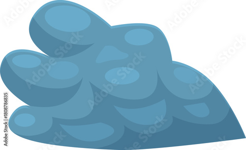 Cartoon blue asteroid floating in the immensity of space, with craters and irregularities on its surface