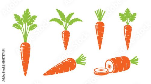 Set of carrot vector graphics for UI use on a white background.