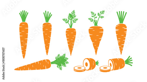 Carrot root vegetable icons designed as vectors for apps and websites.