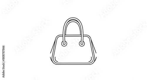Outline illustration of a simple handbag with two handles on a white background.