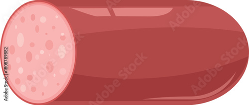 Savory bologna sausage, showcasing its meaty texture, isolated on white for food and culinary designs