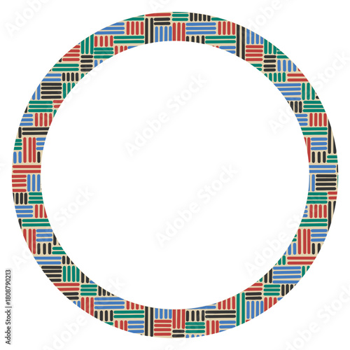 Decorative frame with colorful geometric seamless pattern. Clean and modern abstract background ideal for your designs.