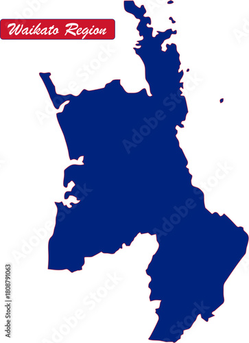 Waikato Region solid vector map of New Zealand