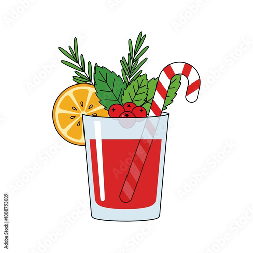 Festive holiday beverage illustration with seasonal garnish evoking Christmas cheer