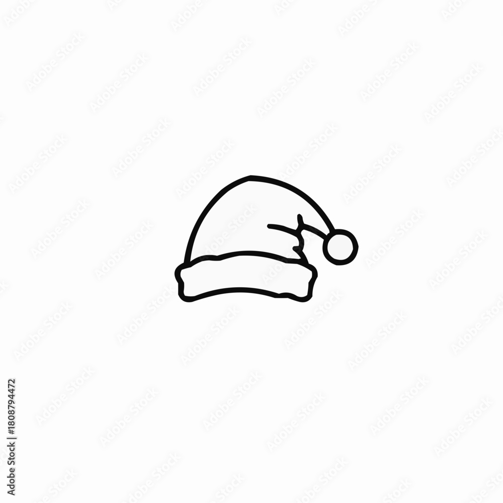 Fototapeta premium Outline of Santa Claus hat on white background