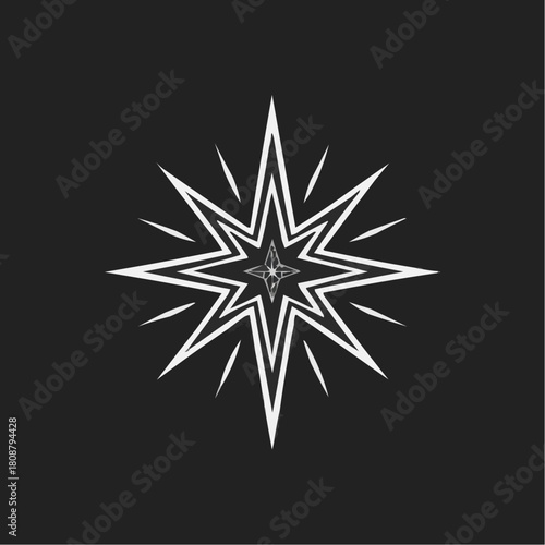 Stylized geometric star design on black background