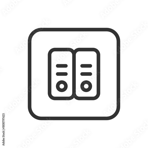 Office, Work Folders Archive line icon – stacked folders with archive label outline vector for document storage, records management, office filing system UI