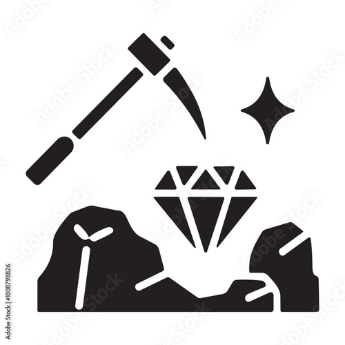 Diamond Mining icon or logo isolated sign symbol vector illustration - high quality black style vector icons