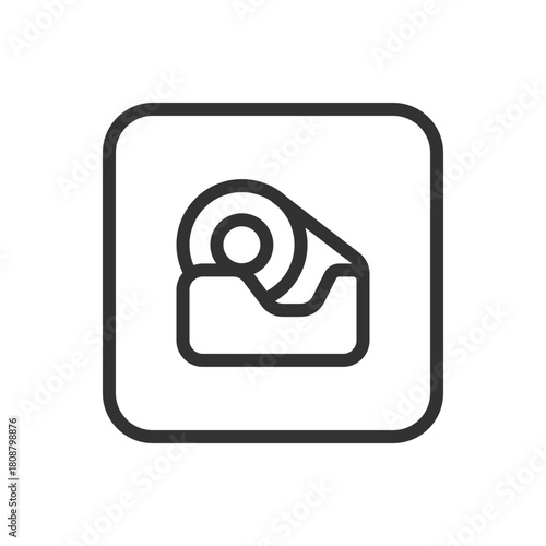 Office, Work Tape line icon – roll of tape or tape dispenser outline vector for packaging, stationery, office repair tool UI