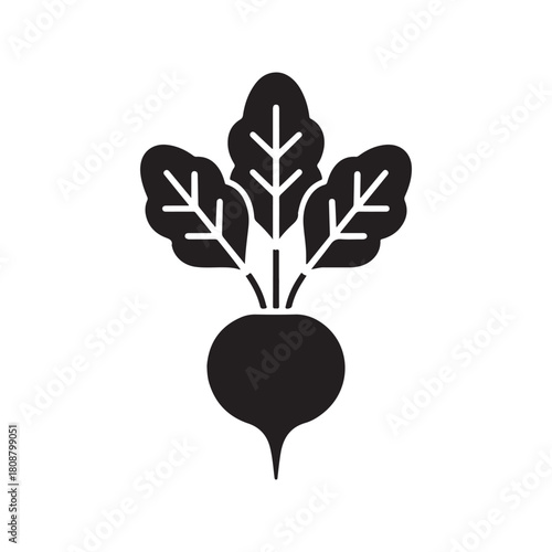 Radish plant root vegetable icon glyph silhouette