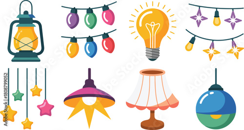 Assorted decorative and functional light elements