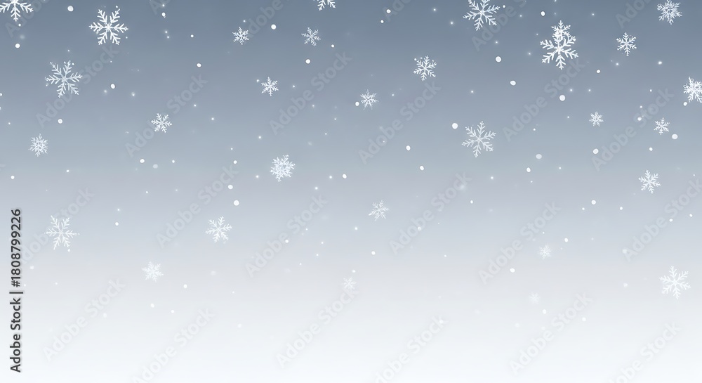 Fototapeta premium Snowflakes falling on a light blue background creating a winter wonderland
