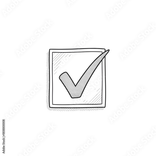 A simple, clean, hand-drawn checkmark within a square box, perfect for representing completion, agreement, or a positive selection
