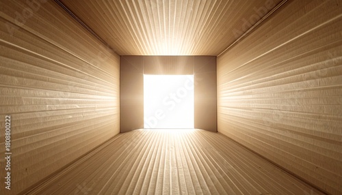 Geometric passage with illuminated end, a sleek design perspective on new opportunities