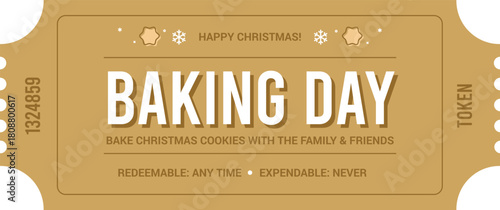 Home Holiday Activity Ticket or Coupon for Baking Day Vector Cutout Illustrated Template