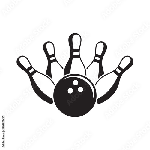Bowling ball and pins icon graphic vector illustration