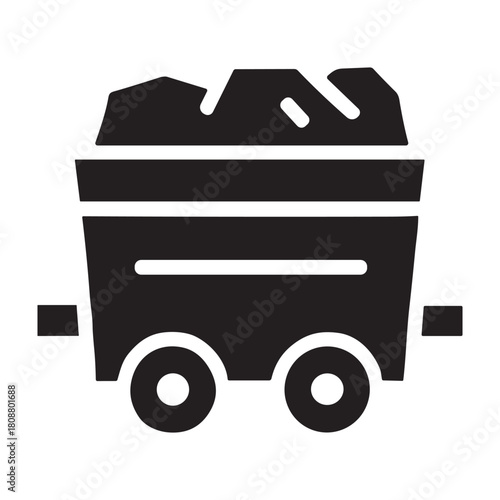 Loaded Mine Cart icon or logo isolated sign symbol vector illustration - high quality black style vector icons