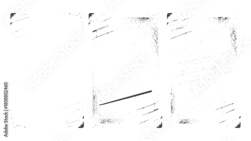 Set of Old Black Empty Aged Vintage Retro Damaged Paper Cardboard Photo Card. Blank Frame. Torn and crumpled pattern for poster. can be used to replicate the aged and worn look  for  creative design.