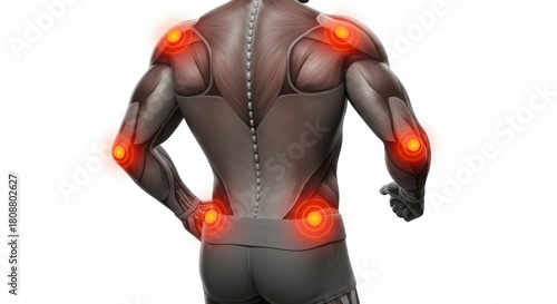 x-default Anatomy of Human Back with Highlighted Pain Points