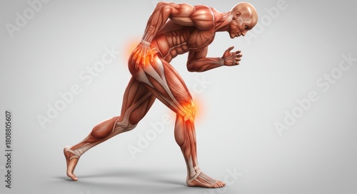 x-default Human Muscle Anatomy Runner with Joint Pain