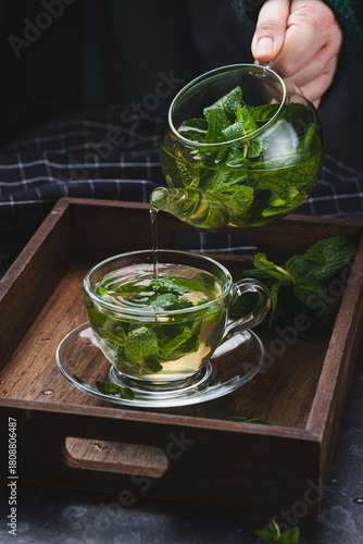 Wallpaper Mural Mint tea in a glass mug Torontodigital.ca