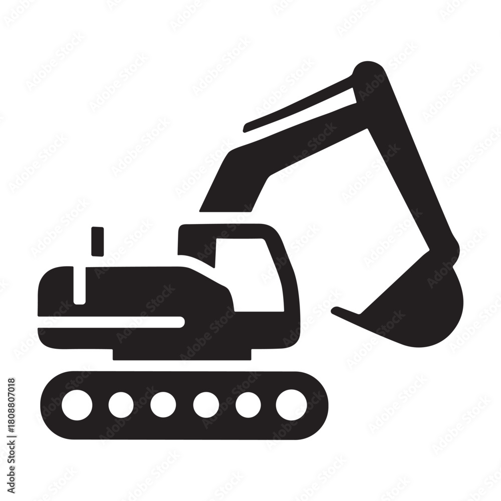 Naklejka premium Small Excavator icon or logo isolated sign symbol vector illustration - high quality black style vector icons