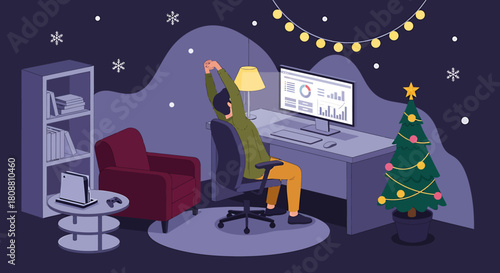 Late Night Work During Christmas Season.