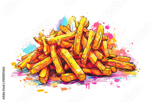 Urban Art Fries Artwork isolated on transparent background