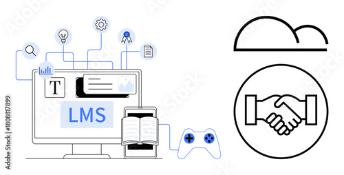 Learning management system. LMS tools for online education and e-learning platforms. LMS supports digital collaboration, cloud access, and gaming elements. For education, teamwork, online services