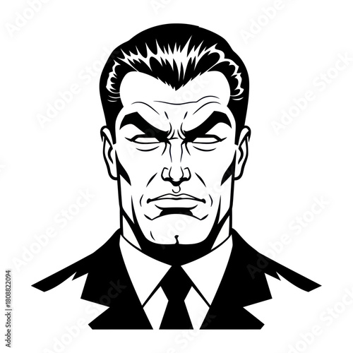 Intense gaze of a determined man in a suit, focused expression.