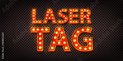 Vector marquee neon sign of Laser Tag isolated on the transparent background.