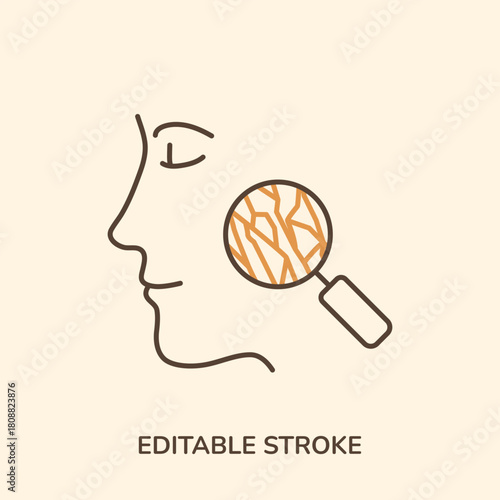 Dry skin icon. Line vector, editable stroke. Dehydrated skin symbol