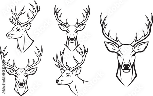 set of deer silhouettes