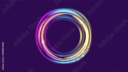 Holographic teleport platform in a futuristic style, featuring neon energy and glowing ring.
