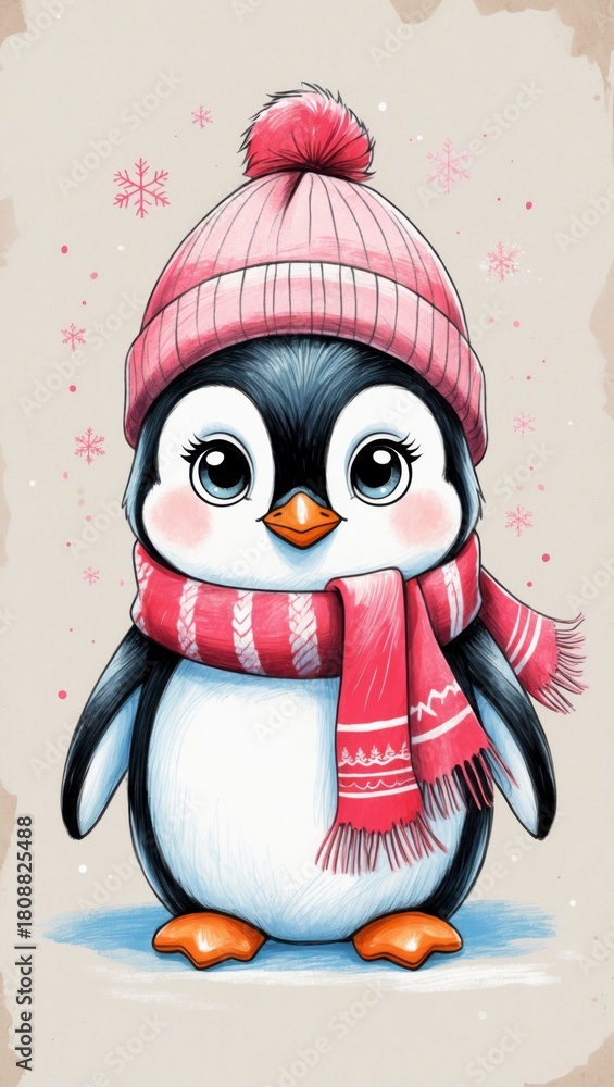Fototapeta premium Christmas Penguin Illustration