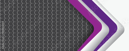 Abstract arrow purple pink white arrow curve geometric direction on grey with blank space design modern futuristic background