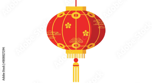 Traditional Red Chinese Lantern as a Cultural Festive Ornament.