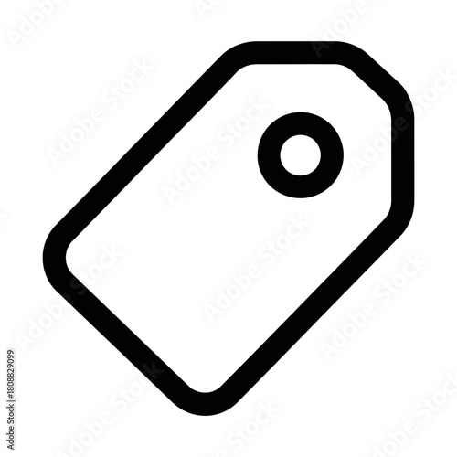 A minimalist black outlined price tag icon, perfect for web design, marketing materials, sales promotions, indicating product pricing, or labeling items