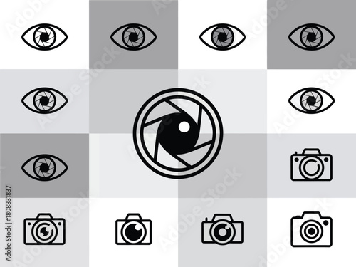 A grid of eye and camera icons represents vision and photography.