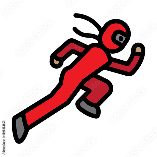 Ninja Running Vector Filled Icon Design