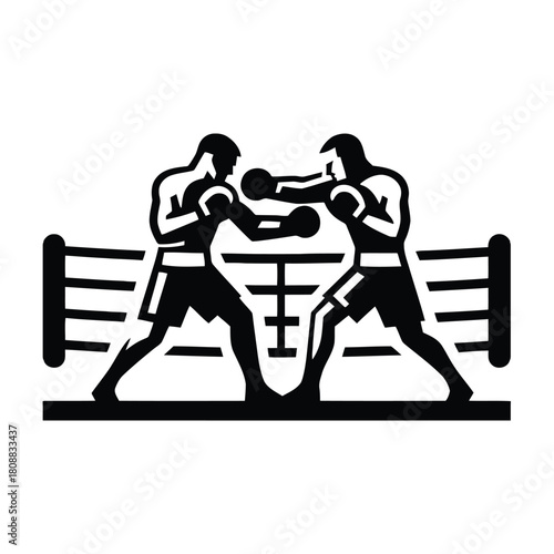 Boxing Match Silhouette Two Boxers in the Ring for a Sporty and Dynamic Design