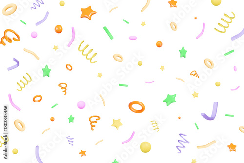 3d colorful party confetti on isolated background. Holiday Festival Design for Greeting Card, Invitation or Poster. Celebration & Party.Surprise Banner. Stock vector illustration.	